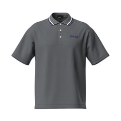 25FW アセイヤーン半袖ポロシャツ メンズ Lサイズ グレー 621-5260701-020-L