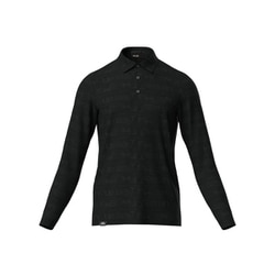 25FW ロゴジャカード長袖ポロシャツ メンズ Mサイズ グレー 621-5261900-020-M