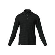 25FW ロゴジャカード長袖ポロシャツ メンズ Lサイズ グレー 621-5261900-020-L