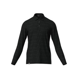 25FW ロゴジャカード長袖ポロシャツ メンズ LLサイズ グレー 621-5261900-020-LL