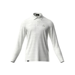 25FW ロゴジャカード長袖ポロシャツ メンズ LLサイズ ホワイト 621-5261900-030-LL