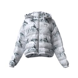 25FW 中綿フーディーブルゾン レディース Lサイズ ホワイト柄 622-5220002-031-L