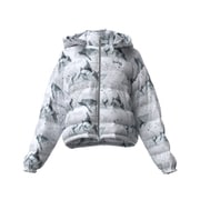 25FW 中綿フーディーブルゾン レディース Lサイズ ホワイト柄 622-5220002-031-L