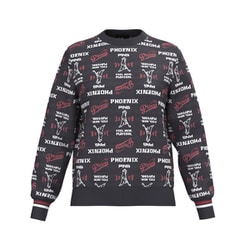 25FW 総柄クルーネックニット レディース Mサイズ ネイビー 622-5270002-120-M