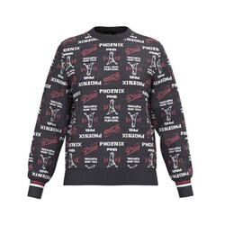 25FW 総柄クルーネックニット レディース Lサイズ ネイビー 622-5270002-120-L