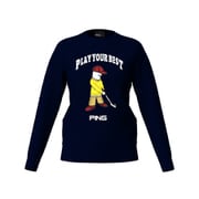 25FW Mr.PINGジャカードクルーネックニット レディース Mサイズ ネイビー 622-5270901-120-M