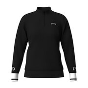 25FW ハーフジップ袖ロゴジャカードニット レディース Mサイズ ブラック 622-5275900-010-M