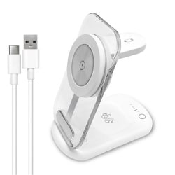 コンパクト 3in1 ワイヤレス充電ステーション 3台 まとめて 同時充電 AWJ-3MG2 WH