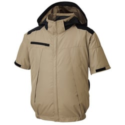 空調風神服 チタン加工半袖ブルゾン（服のみ） 1ベージュ Sサイズ KF92500