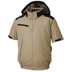空調風神服 チタン加工半袖ブルゾン（服のみ） 1ベージュ Mサイズ KF92500