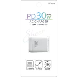 AC充電器 PD30W Type-C×1/USB A×1 ホワイト TRP-AC30A1C101-WT