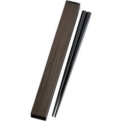 箸箱セット スクエア箸箱セット 21.0cm 茶木目 33380