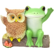 コポー フクロウとごあいさつ カエル 置物 74335