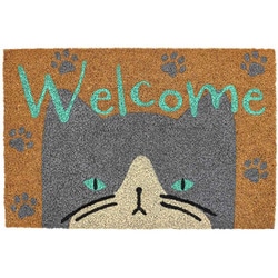 玄関マット 屋外 泥落とし 40×60cm コイヤー ネコ ハチワレねこ 12624092066