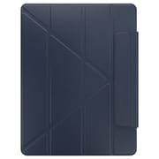 iPad Air 13 M2 2024 iPad Pro 12.9 2022 2021 対応 ケース 手帳型 フロスト クリア 透明 ハード カバー オートスリープ 対応 薄型 レザー 手帳 カバー Origami ミッドナイトブルー SE_P12CSPLO2_BL