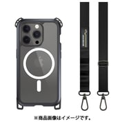 iPhone 15 Pro 対応 ケース 斜めがけ 首掛け 肩掛け スマホショルダー ストラップ/耐衝撃 パーツ 付/Magsafe 対応 耐 衝撃 米軍 MIL規格 クリア 耐衝撃ケース Odyssey Ultra+ M メタルブラック ME_IOPCSPTOU_MB