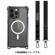 iPhone 15 Pro Max 対応 ケース 斜めがけ 首掛け 肩掛け スマホショルダー ストラップ/耐衝撃 パーツ 付/Magsafe 対応 耐 衝撃 米軍 MIL規格 クリア 耐衝撃ケース Odyssey Ultra+ M メタルブラック ME_IOGCSPTOU_MB
