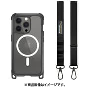 iPhone 15 Pro 対応 ケース 斜めがけ 首掛け 肩掛け スマホショルダー ストラップ 付/Magsafe 対応/耐衝撃 米軍 MIL規格 クリア スマホケース Odyssey+ M レザーブラック ME_IOPCSPTSW_LE