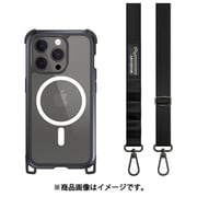 iPhone 15 Pro 対応 ケース 斜めがけ 首掛け 肩掛け スマホショルダー ストラップ 付 耐衝撃 米軍 MIL規格 クリア スマホケース Odyssey+ M メタルブラック ME_IOPCSPTM2_MB