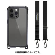 iPhone 15 Pro Max 対応 ケース 斜めがけ 首掛け 肩掛け スマホショルダー ストラップ 付/耐衝撃 米軍 MIL規格 クリア 耐衝撃ケース Odyssey+ メタルブラック ME_IOGCSPTSL_MB