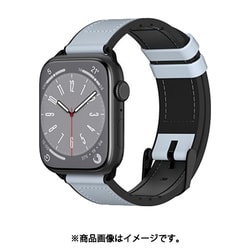 Apple Watch 対応 アップルウォッチ バンド 外側 レザー 内側 シリコン 革 ベルト 長さ調節 可能 交換ベルト Hybrid スカイ SE_WASBDGUHY_SY