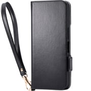 PM-S251PLFY4BK [AQUOS wish5 （SH-52F） ケース レザー 手帳型 マグネット フラップ 衝撃吸収 スタンド機能付 ハンドストラップ付 ブラック]