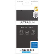 PM-S252PLFUBK [AQUOS R10 （SH-51F） ケース レザー 手帳型 マグネット フラップ 衝撃吸収 超軽量 薄型 スタンド機能付 UltraSlim ブラック]