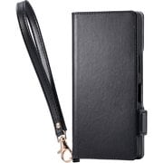 AQUOS R10 （SH-51F） ケース レザー 手帳型 マグネット フラップ 衝撃吸収 スタンド機能付 ハンドストラップ付 ブラック PM-S252PLFY4BK