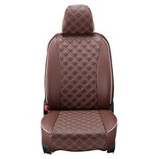シートカバー 全席セット ミライース/プレオ+/ピクシスエポック キルト ブラウン×アイボリーステッチ 15EDA6581N