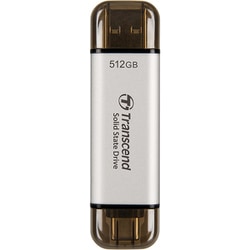 ポータブルSSD 512GB 最大1050MB/s Type-A/Type-C両対応 iPhone 15/16対応/PS4/PS5 動作確認済 シルバー TS512GESD310S