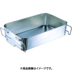 ステンレスバット 18-8給食バット運搬型（積み重ねハンドル付） フランジタイプ：渕巻き 深さ140mm SH-6038BS