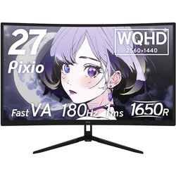 Pixio ピクシオ ゲーミングモニター 27型 180Hz WQHD Fast VAパネル 1ms （GTG） ブラック PXC278WAVE-PW