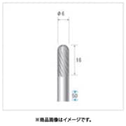 チタンコート超硬カッター 円筒先丸型 ダブルカット Φ6×16×軸Φ6 21521