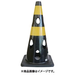 点滅灯設置可能タイプ（上部切り欠き加工あり） 穴あきコーン 反射イエロー ブラック CHRK-700BK