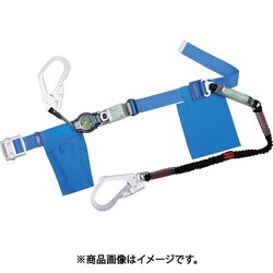 胴ベルト型墜落制止用器具（巻取タイプ）ランヤード2丁掛け仕様 ロック機構付きロックリトラ+伸縮式ノビロン（BK）青 Mサイズ 幅50MM×長さ1200MM TB2LRL593NV5931BL4BKMBP