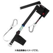 胴ベルト型墜落制止用器具(巻取タイプ)補助ロープ2丁掛け仕様 ロック機構付きワン・ハンド+伸縮式補助ロープ 黒 幅50MM×長さ1600MM 130KG対応型 TBORL2593NVBLKBKLL(130KG)JANBP