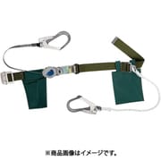 胴ベルト型墜落制止用器具(巻取タイプ)補助ロープ2丁掛け仕様 ロック機構付き2WAYリトラ+ロープ式補助ロープ 深緑 Mサイズ 幅50MM×長さ1200MM TB-TRL-2-593S-OD-M-JAN-BX
