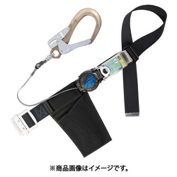 胴ベルト型墜落制止用器具（巻取タイプ）ロック機構付き 2WAYリトライト（上ケース黒） 黒 Lサイズ 幅50MM×長さ1400MM アルミ製フック TB-TRL-590ALSV-BLK-BK-L-JAN-BP