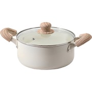 両手鍋 20cm 深型 内面セラミック加工 IH対応 ガス火対応 ガラス蓋付 PFOA FREE PTFE FREE 金属ヘラ使用可能 セラミール HC-871