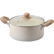 両手鍋 22cm 深型 内面セラミック加工 IH対応 ガス火対応 ガラス蓋付 PFOA FREE PTFE FREE 金属ヘラ使用可能 セラミール HC-872