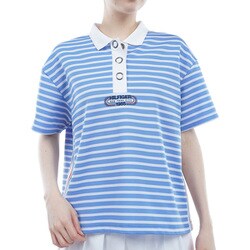 24S ボーダー リラックスポロシャツ Lサイズ BLU THLA410