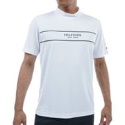24S パネルストライプ 半袖モックネック Lサイズ WHT THMA420