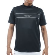 24S パネルストライプ 半袖モックネック Lサイズ BLK THMA420