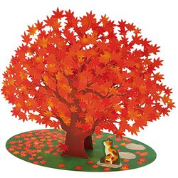 秋カード 紅葉の木1本 012882