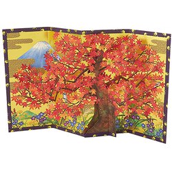秋カード 紅葉びょうぶ 013129