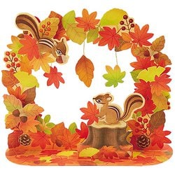 秋カード 紅葉のアーチにリス 504327