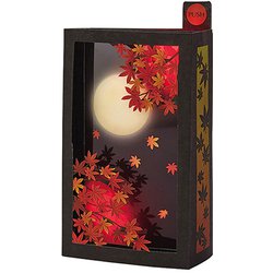秋カード ライト＆サウンド 紅葉と月 013366
