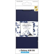 Galaxy A36 5G(SC-54F) 用 ケース レザー カバー 手帳型 マグネット フラップ 衝撃吸収 超軽量 薄型 ストラップホール付 スタンド機能付 花柄 UltraSlim ネイビー PM-G254PLFUJNV