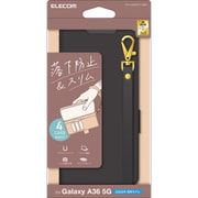 Galaxy A36 5G(SC-54F) 用 ケース レザー カバー 手帳型 マグネット フラップ 衝撃吸収 スタンド機能付 ハンドストラップ付 ブラック PM-G254PLFY4BK