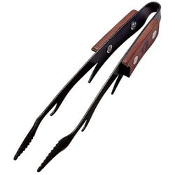 UG-3320 [BBQトング 黒鹿トング 18cm アミ交換用フック ステンレス製 ふっ素樹脂加工 ウッドグリップ ブラック]